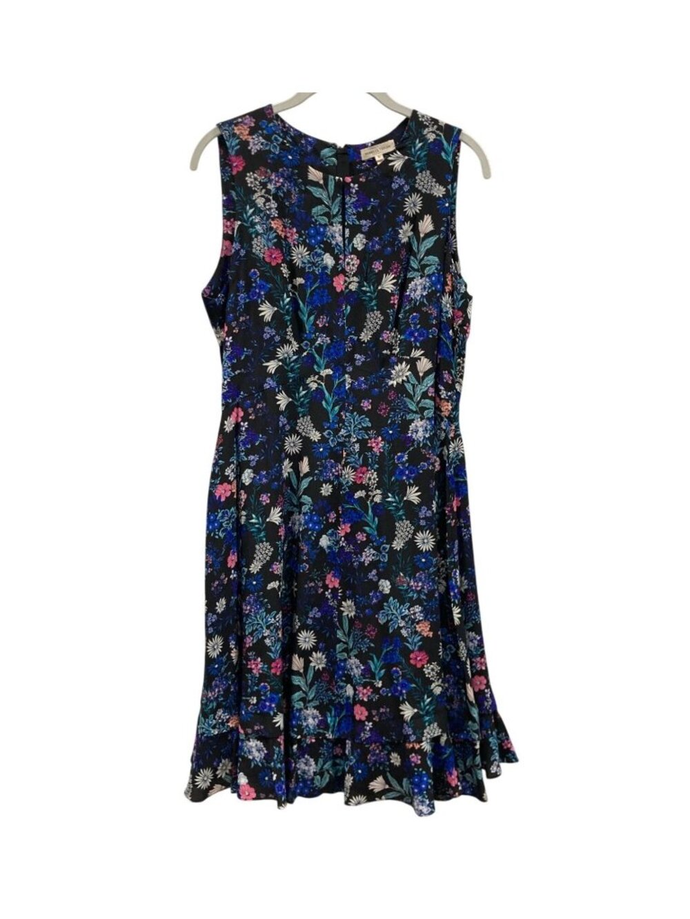 Rebecca Taylor Midi Silk Dress 10 Black Floral Festival Romantic Goth Feminine